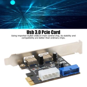 PCIe Zu USB 3.0 Erweiterungskarte 2 Anschlüsse Hochgeschwindigkeits-Stabile KUI - Photo 1/22