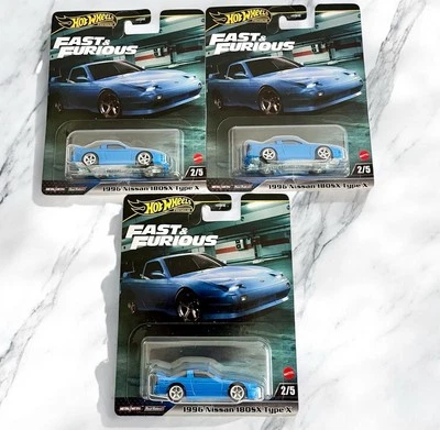 Hot Wheels Lot Of 3 Fast and Furious 2024 Mix 4 1996 NISSAN 180 SX TYPE - Image 1 of 4