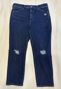 Pantalones de mezclilla EXPRESS para mujer 14R azules ajustados tiro súper alto elásticos tobillo recto - Imagen 1 de 14