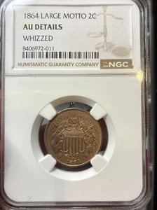 1864 LARGE MOTTO  2 CENT PIECE NGC UNC DETAILS CLEANED - Picture 1 of 5