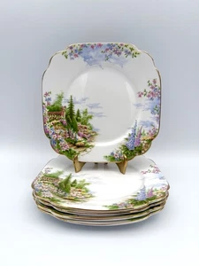 Royal Albert Kentish Rockery - Square Dessert Plates 6 3/4”, Set of 5 - Picture 1 of 7