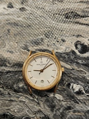 Dama, Michel Herbelin Cuero Dorado ETA Suiza 7 Joyas Francés Para Piezas/Reparación Foto 1 de 4