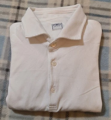 Fedeli Polo Shirt  Mens Size US 2XL EU 56 White North Piquet Made In Italy  EUC  - Image 1 of 4