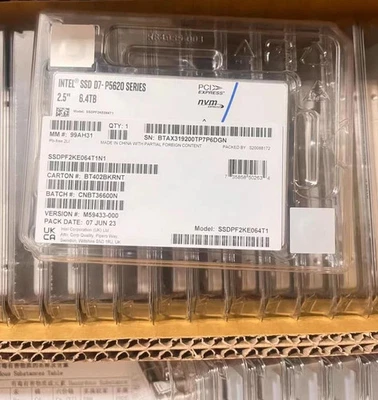 New Intel D7-P5620 6.4TB SSD U.2 NVMe PCIe 4.0X4 3D TLC 15mm SSDPF2KE064T1N1 - Image 1 of 2