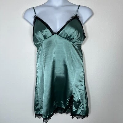 Camisola de satén vintage Y2K Babydoll talla S encaje hada grunge coqueta verde Foto 1 de 4