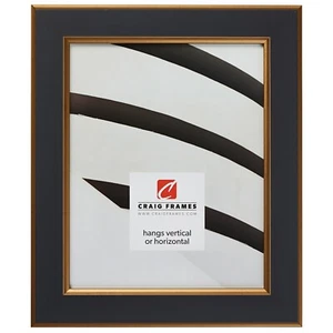 Craig Frames Crackle, 1.5" Black & Gold Picture Frame Poster Frame - Picture 1 of 9