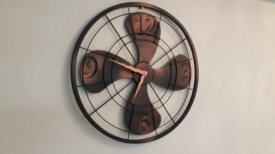 Metal Industrial Black Fan Copper Dust Rustic Vintage 3D Home Decor Wall clock - Image 1 of 4