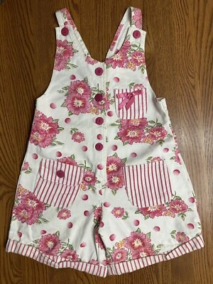 Mono con tirantes corto de mezclilla de colección para niña 6 flores estilo boutique en diseño nuevo con etiquetas nuevo en caja nuevo Foto 1 de 4