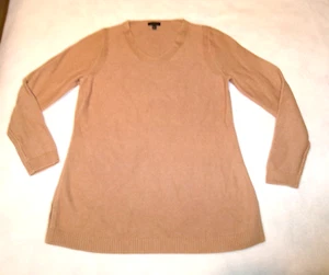 Talbots Cotton Blend V Neck Pullover Sweater Tan Beige Long Sleeve Size Small - Picture 1 of 8