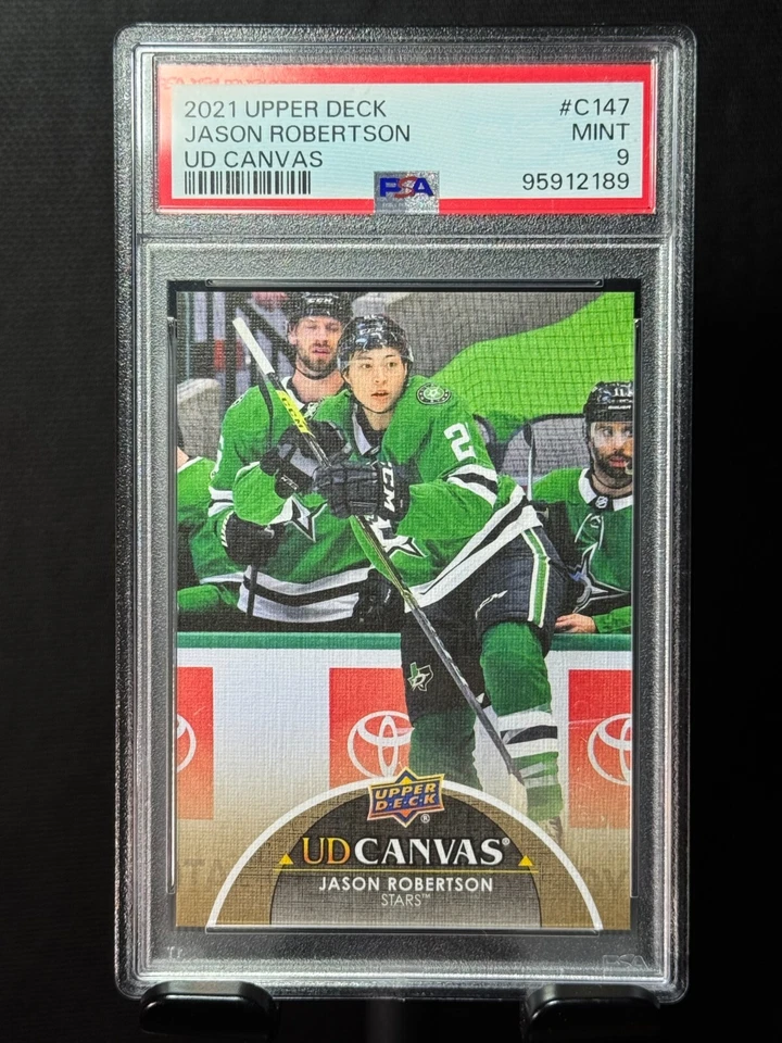 2021-22 Upper Deck Series 2 Jason Robertson UD Canvas #C147 PSA 9 - Image 1 of 2