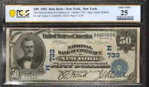 1902 $50 NATIONAL COMMERCE BANKNOTE CURRENCY FR.667 NEW YORK NY PCGS 25 VF (948) - Picture 1 of 2
