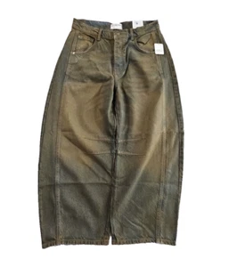 We The Free Good Luck Coated Brown Mid Rise Barrel Jeans Size 28 (W32 x L26) NWT - Picture 1 of 17