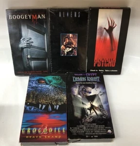 5 Horror VHS Movie Lot Psycho, Aliens(Sealed), Boogey Man ( Sealed),Demon Knight - Imagen 1 de 3