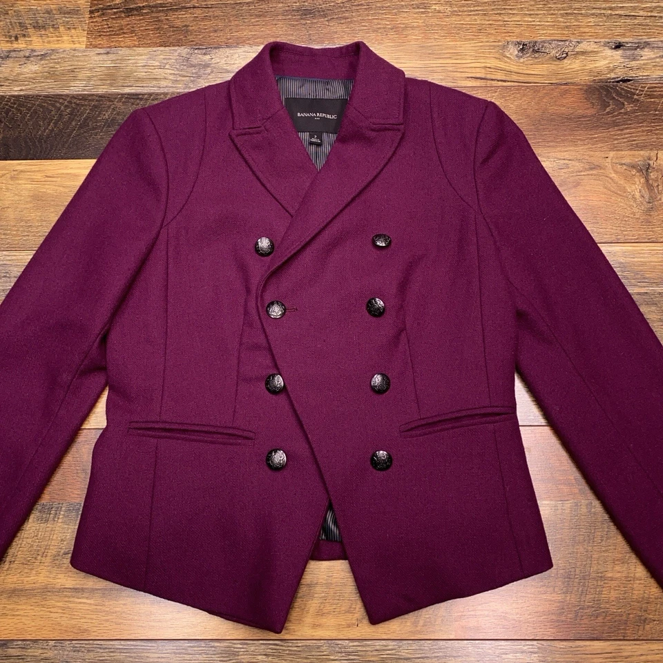 Blazer Banana Republic Doble Pecho Mujer 2 Lana Borgoña  Foto 1 de 4