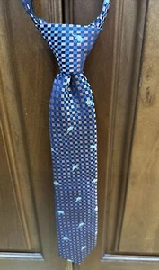 Boys Cat And Jack Necktie Pink Blue Dinosaur Gingham Size M/L, Adjustable Zip - Picture 1 of 20