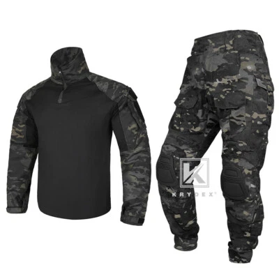 KRYDEX Gen3 Combat Uniform Set Tactical Shirt & Trousers & Knee Pads Black Camo - Image 1 of 4