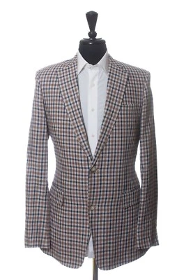 Nordstrom Brown and Blue Check Linen Blazer 27503 - Image 1 of 4
