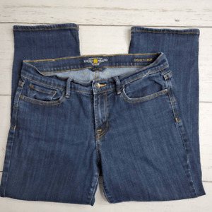 Lucky Brand Sweet Crop Jeans 10 / 30 Blue Dark Wash Denim Flap Back Pockets