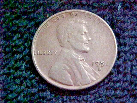 1951 D LINCOLN WHEAT PENNY - circulated  ----  CLEANED Cover