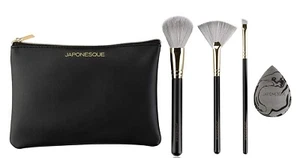 Japonesque Radiance Brush & Sponge Set With Vegan Cosmetic Case Loc B2 - Picture 1 of 8