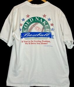 Vintage 90s Coed Naked Baseball T Shirt Scoring Position Stripper Sports XL/2XL