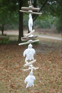Seaside Wedding Sea Turtle Driftwood Hanging Mobile Decor - G-77 - Picture 1 of 12