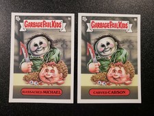 Michael Myers Halloween Garbage Pail Kids 2 Card Set Comic Con Oh The Horrible