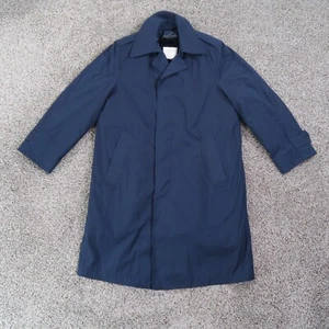Alpha Industries Coat Mens 34S Blue Fur Lined All Weather Trench Canvas Jacket - Picture 1 of 12