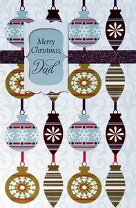 Loving CHRISTMAS Card FOR DAD, Elegant Ornaments by Bella Greetings + Envelope - Picture 1 of 4