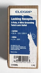ELEGRP 30 Amp 125/250V NEMA L14-30R Locking Receptacle, Industrial Grade Outlet - Picture 1 of 5