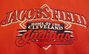 Vtg Cleveland Indians Baseball MLB Home Jacobs Field Red T-Shirt Fit Like Medium - Picture 1 of 6