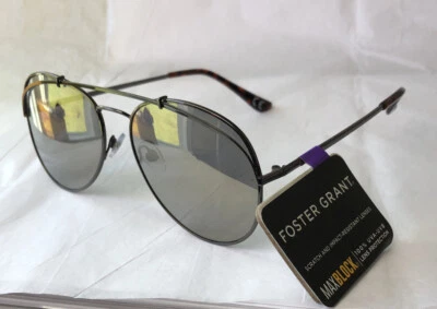 Foster Grant Aviator Sunglasses Gold Mirror/Gun Metal Frame  100 UVA/UVB  - Изображение 1 из 4