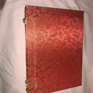 Vintage  Risiborui 100% Silk Scarf Embroidered Flowers W/ Red & Gold Fabric Case - Picture 1 of 24