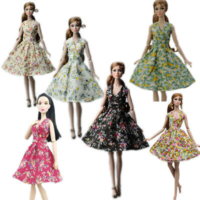 6pcs Fashion Countryside Floral Dress For 11.5  Doll Clothes Party Gown Outfits • 13.93$