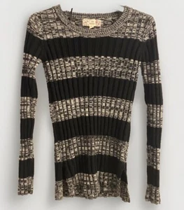 Pink Republic Fall Winter Sweater Girls Black Gray Striped SZ XS Soft - Picture 1 of 12