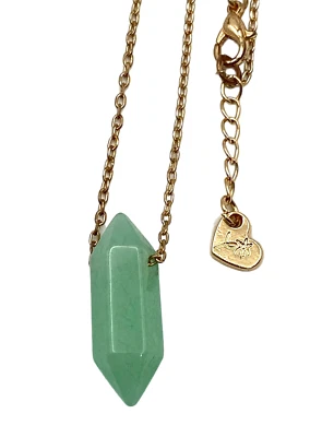 "Collar colgante de piedra natural tono dorado aventurina verde otoño de moda 23"" usado en excelente estado" Foto 1 de 4