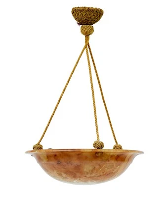 ART DECO ALABASTER HANGING PENDANT LIGHT - Image 1 of 4