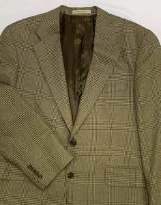*VTG Chaps Ralph Lauren Brown/Multicolor Houndstooth Plaid Silk/Wool Blazer 43R - Picture 1 of 11