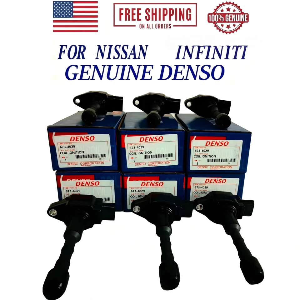 6Pcs DENSO OEM 673-4029 22448-JA10C Ignition Coils For 2007-2020 Nissan INFINITI Foto 1 de 4
