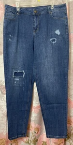 AVENUE DENIM Womens 16A Distressed Girlfriend High Rise Stretch Denim Jeans - Picture 1 of 14