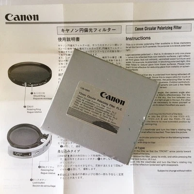 Canon PL-C 72mm Circular Polarizing Filter for SLR Camera English Manuals in Box - Image 1 of 4