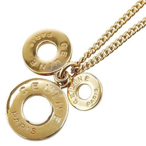 Collana Celine Donna Gioielli Cerchio Logo Placcato Oro Usata Edizione Limitata VHTF