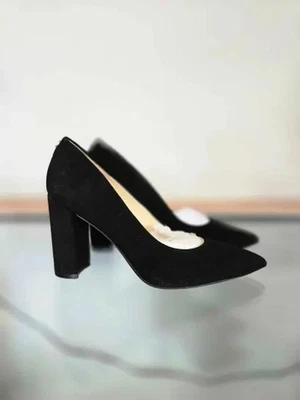 Nine West Mujer Gamuza Cuero - Negro - Tacones Talla 7.5 M Foto 1 de 4