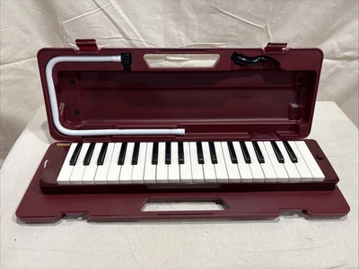 Yamaha Pianica Keyboard Harmonica Maroon P37D w/ Case Tested & Works - Image 1 of 4
