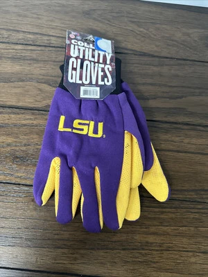 Luvas utilitárias NCAA LSU Tigers coloridas palma roxas com palma amarela por FOCO - Imagem 1 de 4