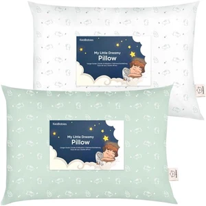 2-Pack Toddler Pillow 13x18 - Soft Organic Cotton Kids Travel Bed Pillows for... - Picture 1 of 9