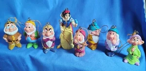 Disney Complete Set Of Snow White And The Seven Dwarfs PVC Christmas Ornaments - Picture 1 of 8