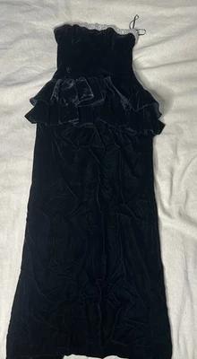 Vintage 1970s Saks Fifth Avenue After Five Julie Duroche Black Velvet Dress - Image 1 of 4