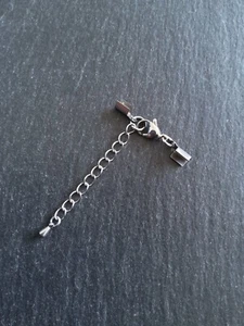 Stainless Steel Folding Crimp End sets for 2 to 2.5mm Flat Cord Necklaces - Picture 1 of 8