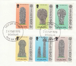 Monuments EUROPA GB Isle of Man Used stamps 1978 ON PIECE (14007) - Picture 1 of 1